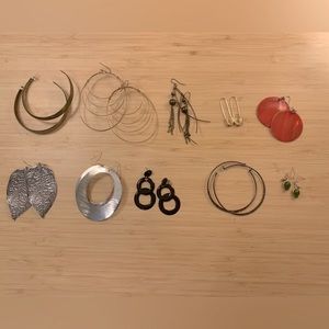 Set of 10 cute, decorative earrings in all different styles